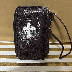 Candie  Wristlet with Silver Accents - marked brown but has a purplish hue NWT